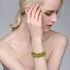 imageBriLove Womens Wedding Bridal Crystal MarquiseShape Leaf Stretch Bangle Bracelet02Peridot Color GoldTone