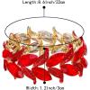 imageBriLove Womens Wedding Bridal Crystal MarquiseShape Leaf Stretch Bangle Bracelet03Ruby Color GoldTone