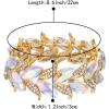 imageBriLove Womens Wedding Bridal Crystal MarquiseShape Leaf Stretch Bangle Bracelet04Iridescent AB GoldTone