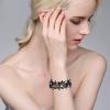 imageBriLove Womens Wedding Bridal Crystal MarquiseShape Leaf Stretch Bangle Bracelet05Grey BlackTone