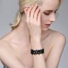 imageBriLove Womens Wedding Bridal Crystal MarquiseShape Leaf Stretch Bangle Bracelet06Black BlackTone