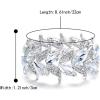 imageBriLove Womens Wedding Bridal Crystal MarquiseShape Leaf Stretch Bangle Bracelet07Clear SilverTone