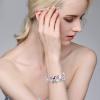 imageBriLove Womens Wedding Bridal Crystal MarquiseShape Leaf Stretch Bangle Bracelet08Iridescent AB SilverTone