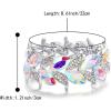 imageBriLove Womens Wedding Bridal Crystal MarquiseShape Leaf Stretch Bangle Bracelet08Iridescent AB SilverTone