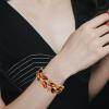 imageBriLove Womens Wedding Bridal Crystal MarquiseShape Leaf Stretch Bangle BraceletChampagne GoldTone