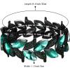 imageBriLove Womens Wedding Bridal Crystal MarquiseShape Leaf Stretch Bangle BraceletEmerald Color BlackTone