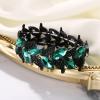 imageBriLove Womens Wedding Bridal Crystal MarquiseShape Leaf Stretch Bangle BraceletEmerald Color BlackTone