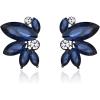imageBriLove Gorgeous Stunning Rhinestone Marquise Stud Earrings for Women Wedding Bridal Party Prom AccessoriesSapphire Color BlackTone