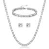 imageBriLove Wedding Bridal Cubic Zirconia Classic Sparkling Tennis Bracelet Necklace Earrings Jewelry Set for Women Clear SilverTone