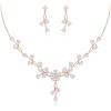 imageBriLove Wedding Jewelry Set for Bride Teardrop CZ Flower Leaf Filigree Necklace Earrings for PromClear RoseGoldtone