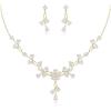 imageBriLove Wedding Jewelry Set for Bride Teardrop CZ Flower Leaf Filigree Necklace Earrings for PromClear goldtone