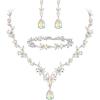 imageBriLove Wedding Jewelry Set for Women Bride YNecklace Tennis Bracelet Dangle Earrings Crystal Teardrop Marquise Cluster for Bridal Bridesmaid09Iridescent AB SilverTone