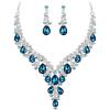 2Pcs-Blue Topaz Silver-Tone