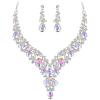 2Pcs-Iridescent AB Silver-Tone