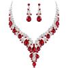 2Pcs-Ruby Color Silver-Tone