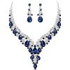 2Pcs-Sapphire Color Silver-Tone