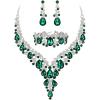 3Pcs-Emerald Color Silver-Tone