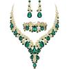 3Pcs-Emerald Color Gold-Tone