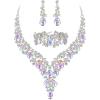 3Pcs-Iridescent AB Silver-Tone