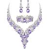 3Pcs-Purple Silver-Tone