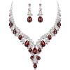 imageBriLove Womens Wedding Bridal Austrian Crystal Teardrop Flower Cluster Statement Necklace Dangle Earrings Jewelry Set for Party PromDeep Amethyst Color SilverTone