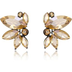 imageBriLove Gorgeous Stunning Rhinestone Marquise Stud Earrings for Women Wedding Bridal Party Prom AccessoriesChampagne BlackTone