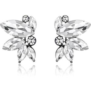 imageBriLove Gorgeous Stunning Rhinestone Marquise Stud Earrings for Women Wedding Bridal Party Prom AccessoriesClear BlackTone