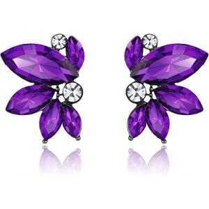 imageBriLove Gorgeous Stunning Rhinestone Marquise Stud Earrings for Women Wedding Bridal Party Prom AccessoriesPurple BlackTone