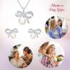 imageBriLove 925 Sterling Silver CZ Freshwater Cultured Pearl Jewelry Set for Women BowTie Pendant Stud Clear