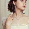 imageBriLove 925 Sterling Silver CZ Freshwater Cultured Pearl Jewelry Set for Women BowTie Pendant Stud Clear