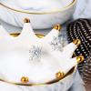 imageBriLove 925 Sterling Silver Cubic Zirconia Shining Snowflake Stud Earrings for Women Clear
