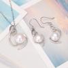 imageBriLove 925 Sterling Silver Freshwater Cultured Pearl Jewelry Set for Women CZ Ribbon Swirl Pendant Hook Dangle