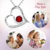 imageBriLove 925 Sterling Silver Necklace for WomenI Love You to the Moon and Back Engraved CZ Love Heart Pendant Necklaces for Birthday GiftJuly  Ruby Color