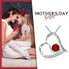 imageBriLove 925 Sterling Silver Necklace for WomenI Love You to the Moon and Back Engraved CZ Love Heart Pendant Necklaces for Birthday GiftJuly  Ruby Color
