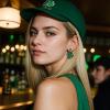 imageBriLove Clover Earrings for Women Gorgeous Shiny Rhinestones Green Leaf Shape Drop Dangle Earring for St Patricks Day Party Prom Accessories Emerald Color SilverTone