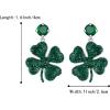 imageBriLove Clover Earrings for Women Gorgeous Shiny Rhinestones Green Leaf Shape Drop Dangle Earring for St Patricks Day Party Prom Accessories Emerald Color SilverTone
