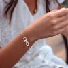 imageBriLove Dainty Elegant 925 Sterling Silver Cubic Zirconia Infinity Endless Love Cross Link Bracelets for Women Birthday Valentines Day Anniversary Jewelry