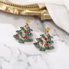 imageBriLove Gorgeous Stunning Christmas Tree Earrings Layer Emerald Cut Teardrop Marquise Rhinestone Crystal Cluster Star Dangle Earring for Women Party HolidayRed GoldTone