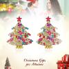 imageBriLove Gorgeous Stunning Christmas Tree Earrings Layer Emerald Cut Teardrop Marquise Rhinestone Crystal Cluster Star Dangle Earring for Women Party HolidayMulticolor GoldTone