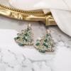 imageBriLove Gorgeous Stunning Christmas Tree Earrings Layer Emerald Cut Teardrop Marquise Rhinestone Crystal Cluster Star Dangle Earring for Women Party HolidayGreen GoldTone