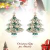 imageBriLove Gorgeous Stunning Christmas Tree Earrings Layer Emerald Cut Teardrop Marquise Rhinestone Crystal Cluster Star Dangle Earring for Women Party HolidayGreen GoldTone