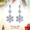 imageBriLove Snowflake Earring for Women Sparkle Winter Party Flower Crystal Bow Teardrop Pierced Dangle Earrings ChristmasBlue SilverTone