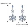 imageBriLove Snowflake Earring for Women Sparkle Winter Party Flower Crystal Bow Teardrop Pierced Dangle Earrings ChristmasBlue SilverTone