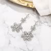 imageBriLove Snowflake Earring for Women Sparkle Winter Party Flower Crystal Bow Teardrop Pierced Dangle Earrings ChristmasClear SilverTone