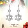 imageBriLove Snowflake Earring for Women Sparkle Winter Party Flower Crystal Bow Teardrop Pierced Dangle Earrings ChristmasClear SilverTone
