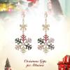 imageBriLove Snowflake Earring for Women Sparkle Winter Party Flower Crystal Bow Teardrop Pierced Dangle Earrings ChristmasMulticolor GoldTone