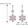 imageBriLove Snowflake Earring for Women Sparkle Winter Party Flower Crystal Bow Teardrop Pierced Dangle Earrings ChristmasPink SilverTone