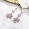 imageBriLove Snowflake Earring for Women Sparkle Winter Party Flower Crystal Bow Teardrop Pierced Dangle Earrings ChristmasPink SilverTone