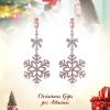 imageBriLove Snowflake Earring for Women Sparkle Winter Party Flower Crystal Bow Teardrop Pierced Dangle Earrings ChristmasPink SilverTone