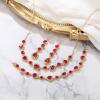 imageBriLove Sparkly Elegant Rhinestone Teardrop Necklace Bracelet Earrings Jewelry Set for Women Prom Dress Ruby Color GoldTone